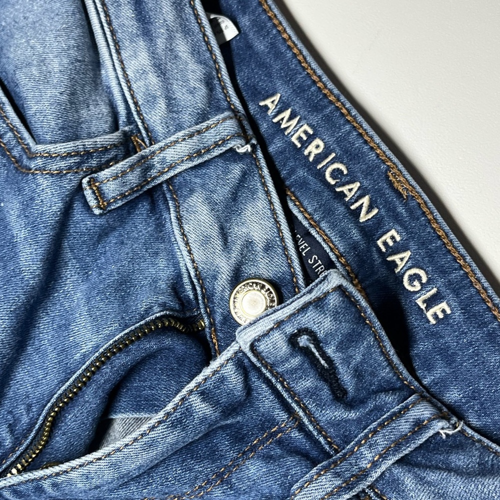 American Eagle Outfitters Ripped Blue Skinny Jeans - Picture 3 of 7